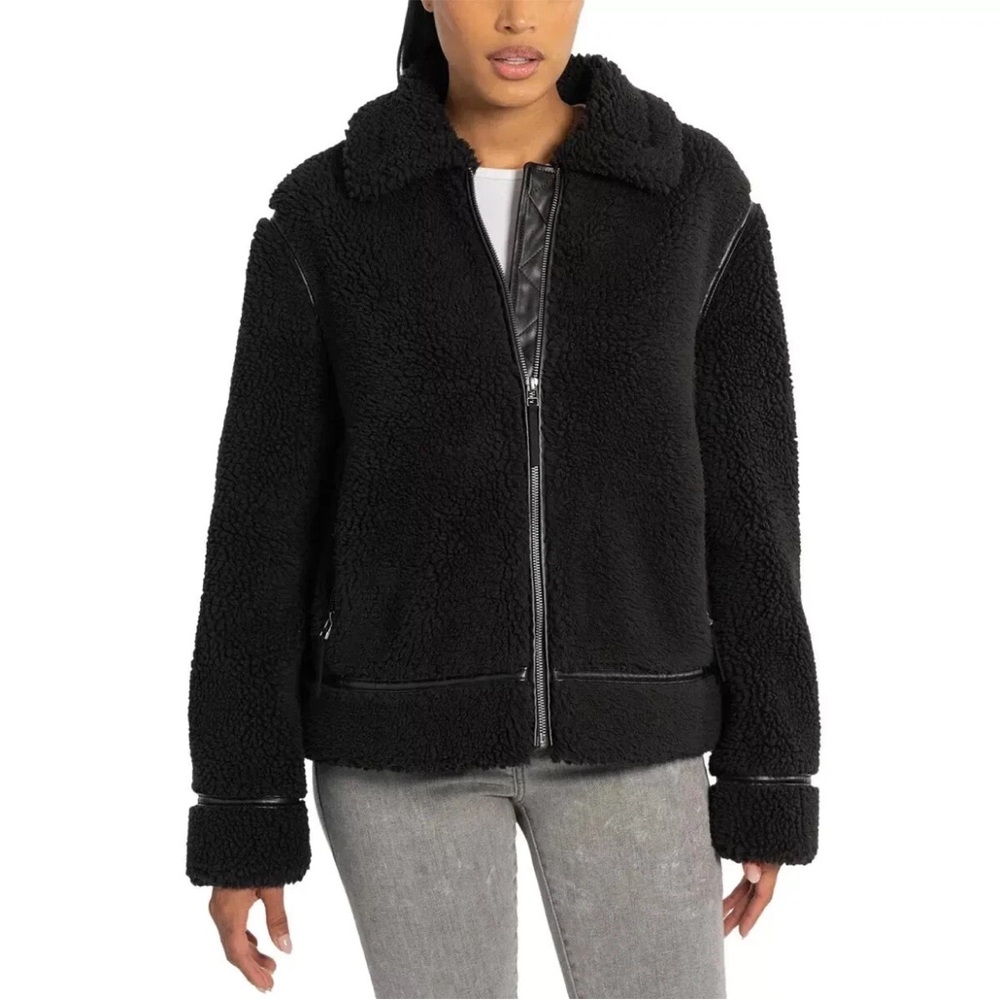 NWT BEARPAW Ladies' Moto black Shearling Jacket Size‎  M